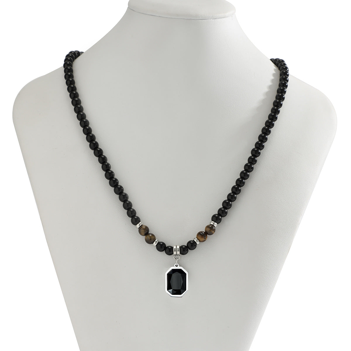Wholesale men's tiger stone beaded necklace clavicle chain